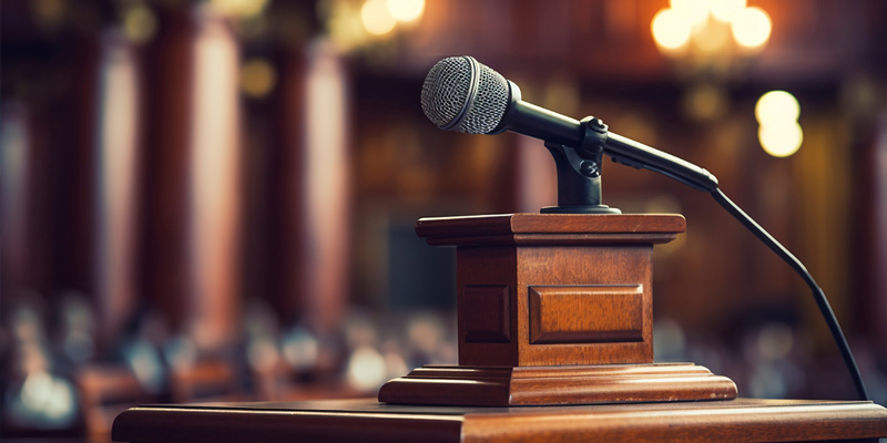 Microphone on a podium in a government setting